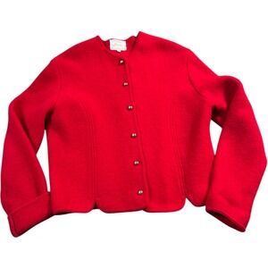 Tally Ho Red‎ Wool Blazer Jacket Womens Size 14 Gold Button Fits like Large VTG